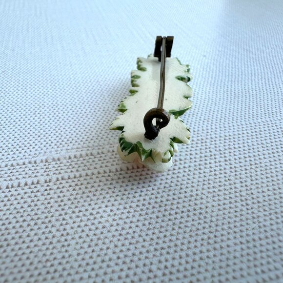 Antique Carved Celluloid Rose Floral Brooch - Picture 5 of 12